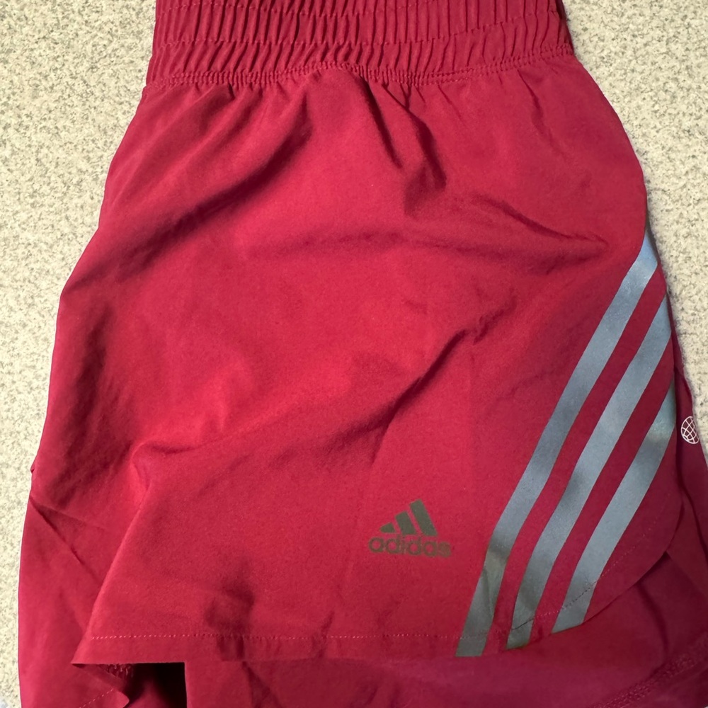 adidas Red Women's Athletic Shorts with Reflective Stripes